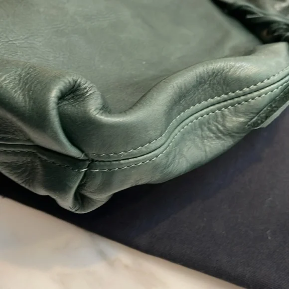 Horse and Nail handbag green silver and brown leather hobo style - Picture 7 of 15